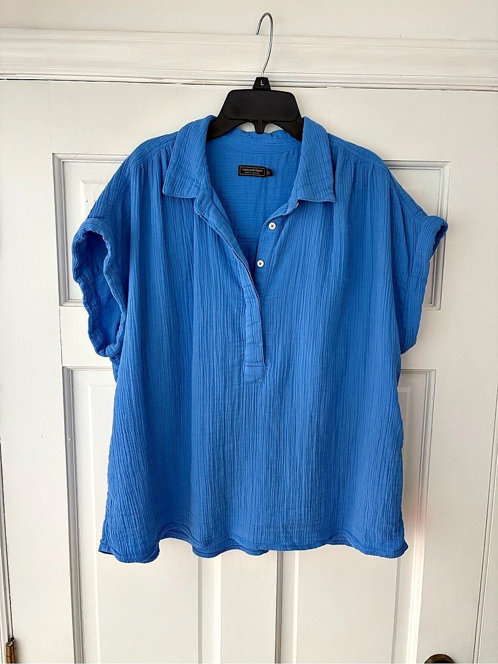 Vineyard Vines Cotton Gauze Short-Sleeve Shirt Blue Large